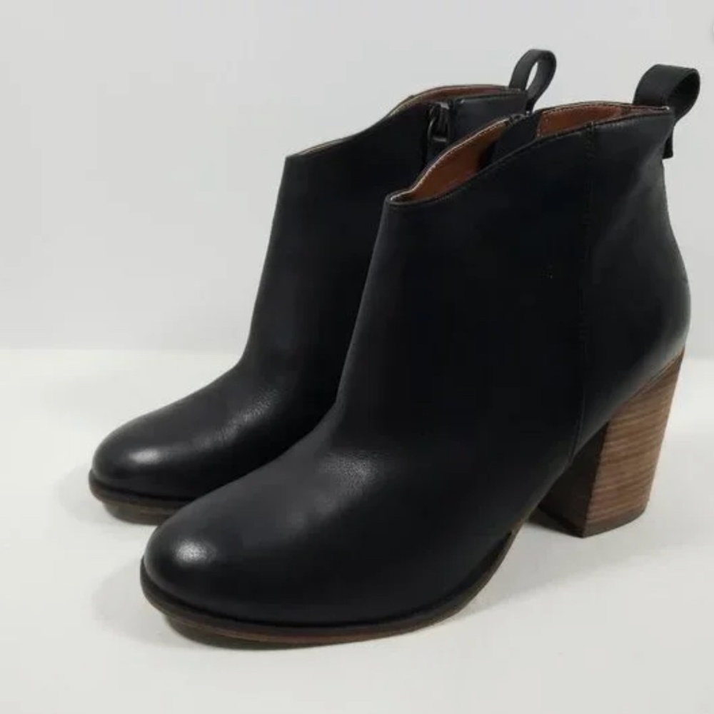 BP Leather Block Heel Lance Bootie, Black, Size 7M